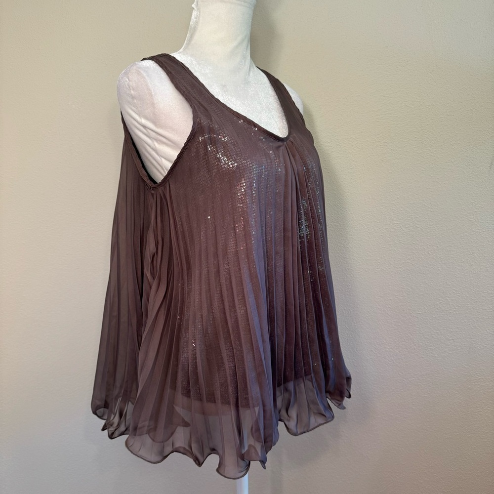Ya Los Angeles Sleeveless Pleated Sheer Top with Sequin Lining - Picture 2 of 15